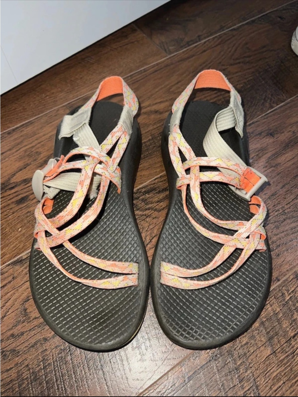 Chaco Women's Strappy Sandals in Peach and Cream